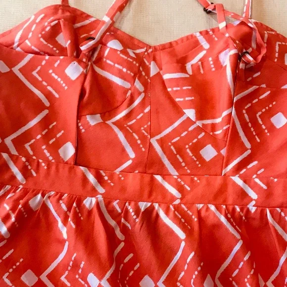 O'Neill 🧡Orange and White Spaghetti Strap Mini Dress Size 11 - Picture 8 of 10